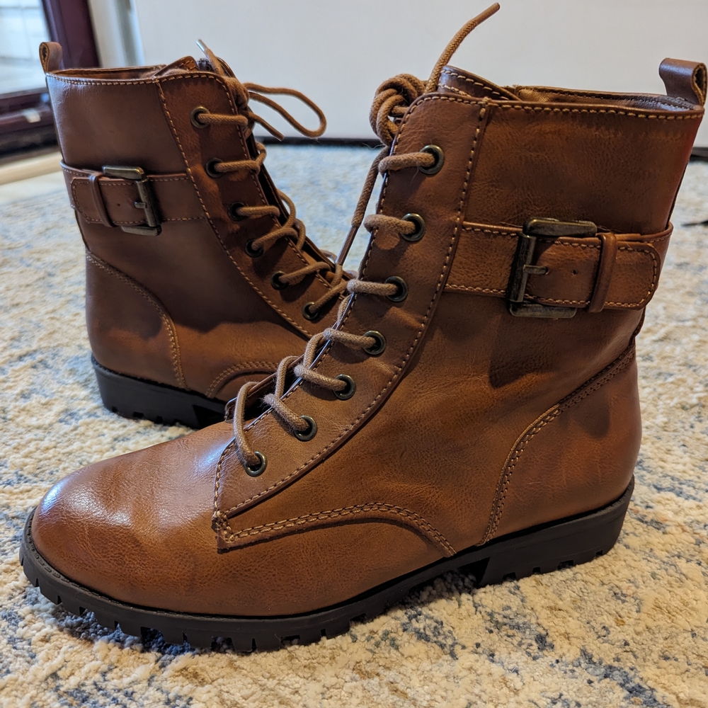 Brown Lace-Up Ankle Boots